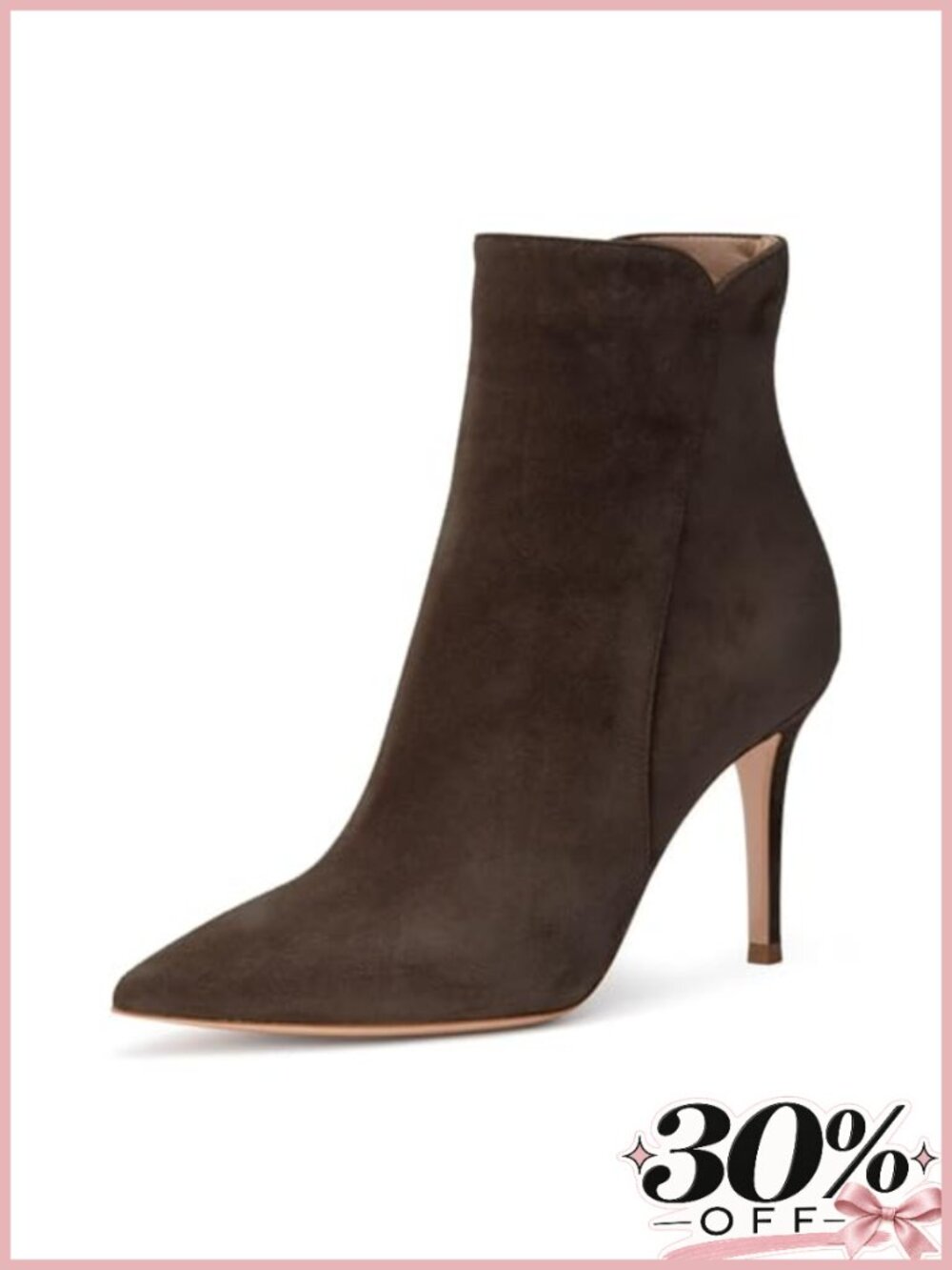 Suede Stiletto Heeled Ankle Boots Pointed Toe Zipper Booties